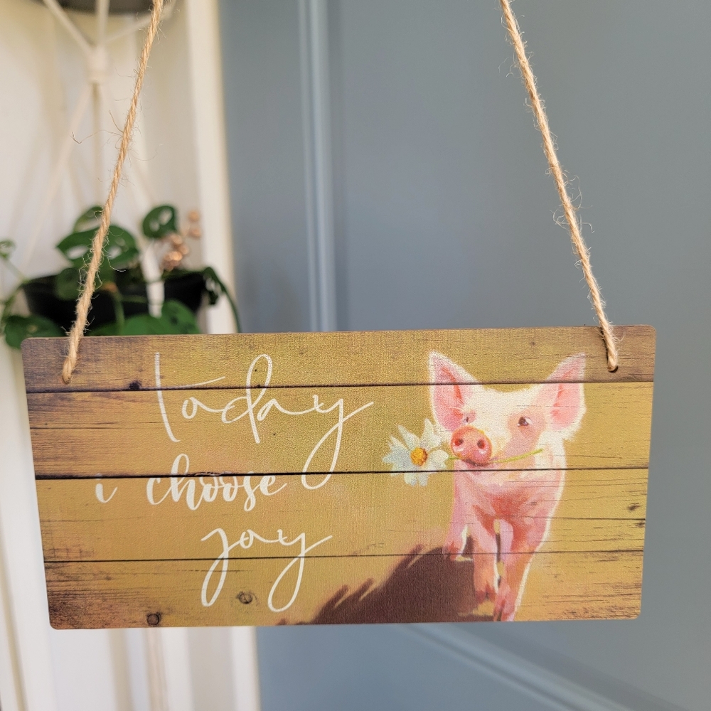 Firm✅️ Piglet Wall Hanging with Joyful Message Pig Decor